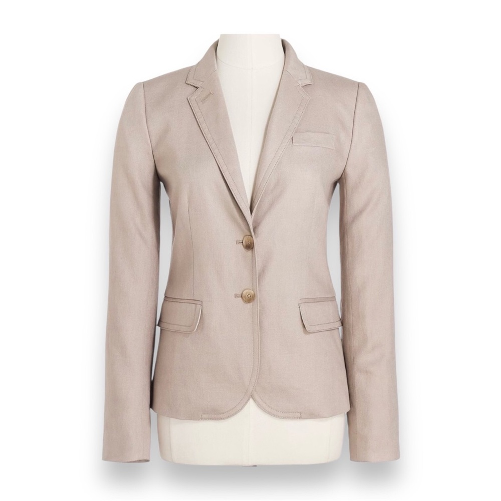 J. Crew Womens Schoolboy Blazer 100% Linen Jacket Sz 12 Academia Career Academia